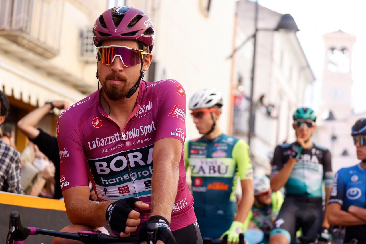 Team Bora Slovakia's rider Peter Sagan waits for the start of the 6th stage of the Giro d'Italia 2020 cycling race, a 188-kilometer route between Castrovillari and Matera on October 8, 2020. (Photo by Luca Bettini / AFP)