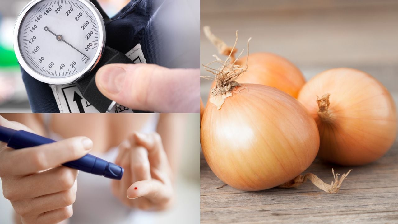 Beneficios de la cebolla en personas con diabetes y presión arterial alta.
