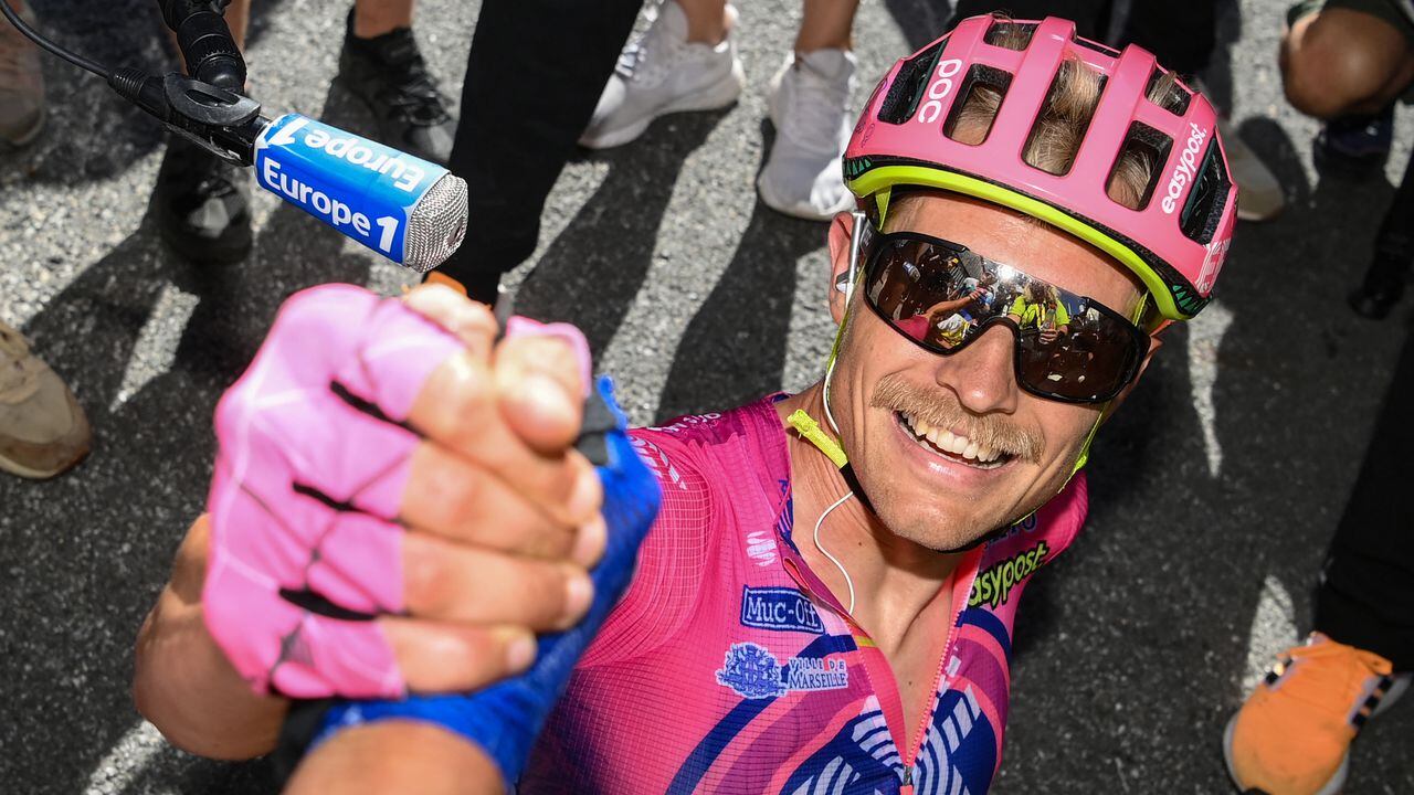 Magnus Cort Nielsen, compañero de Rigo Urán celebró en la etapa 10 del Tour de Francia 2022