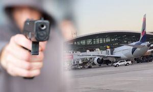 Frustran intento de robo a carro de valores en aeropuerto de Santiago de Chile.