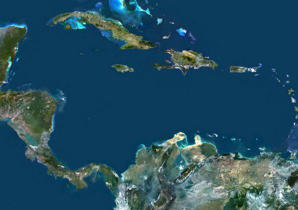 Imagen satelital del Mar Caribe.