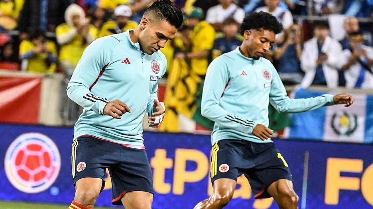 Falcao durante el calentamiento de la Selección Colombia