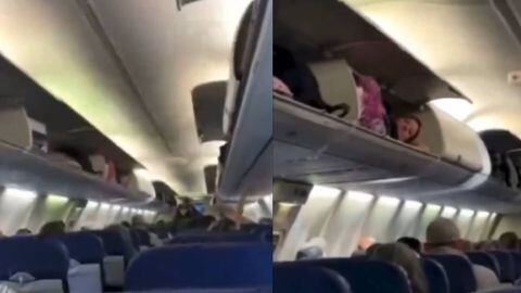 La mujer fue grabada en pleno vuelo mientras se encontraba haciendo una siesta