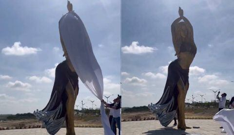 Estatua de Shakira en el Gran Malecón de Barranquilla.