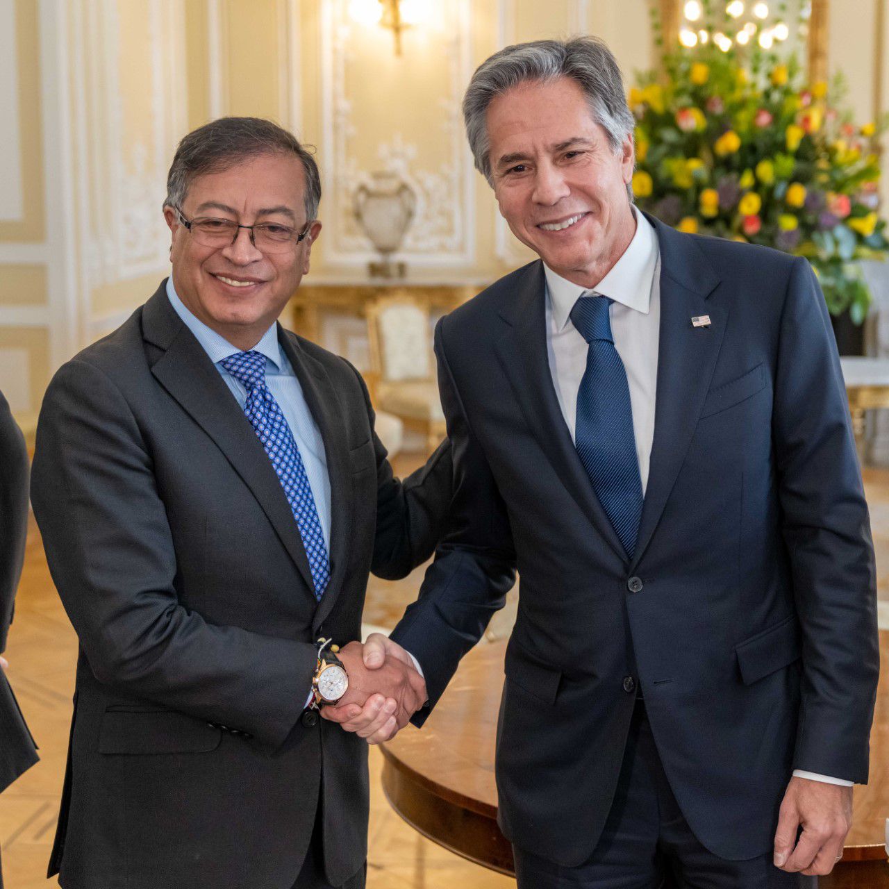 El presidente de Colombia, Gustavo Petro, y el Secretario de Estado de los Estados Unidos, Antony Blinken.