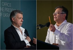 Presidente Gustavo Petro y el exmandatario Juan Manuel Santos