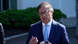 Colombian President Gustavo Petro speaks to reporters following his meeting with President Joe Biden at the White House in Washington, Thursday, April 20, 2023. (AP Photo/Susan Walsh)