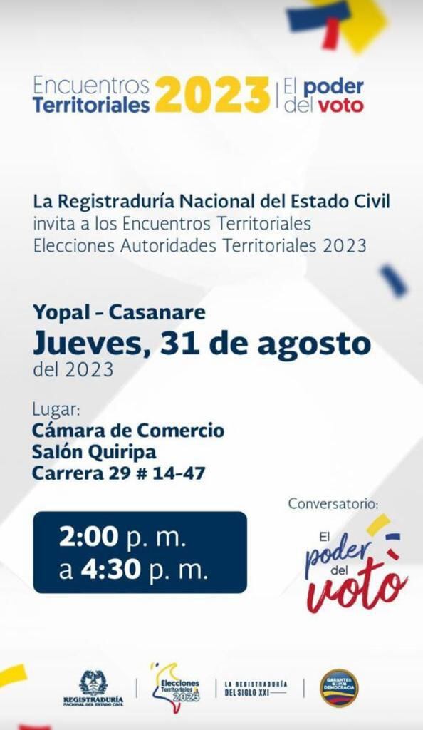 Citación al evento en Yopal (Casanare)