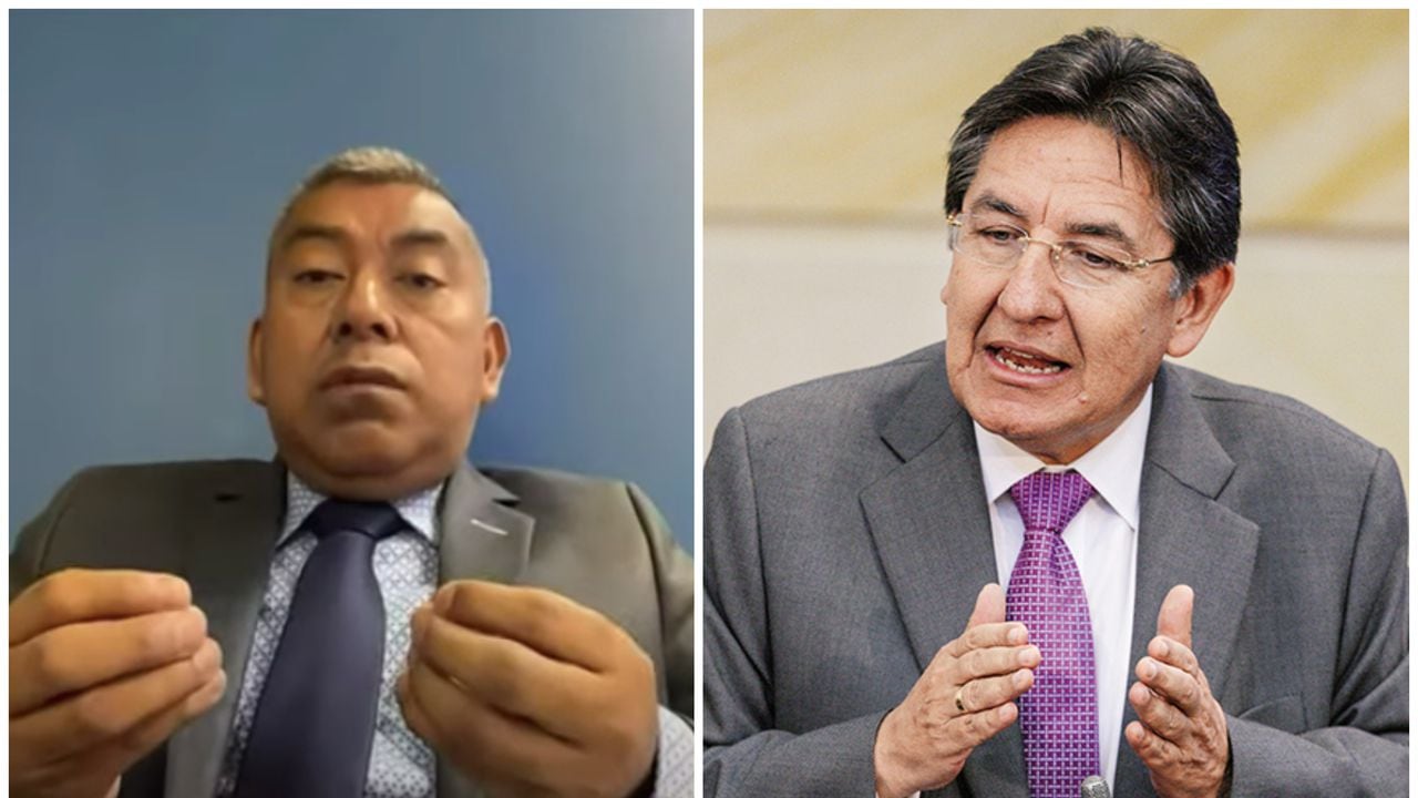 El jefe de la Fiscalía Especial Contra la Impunidad (Feci) de Guatemala, Rafael Curruchiche, y el exfiscal de Colombia, Néstor Humberto Martínez.