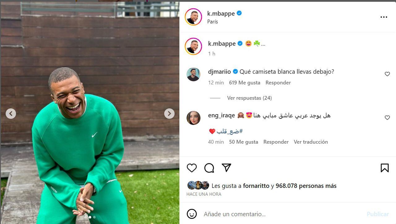 Kylian Mbappé en sus redes sociales.