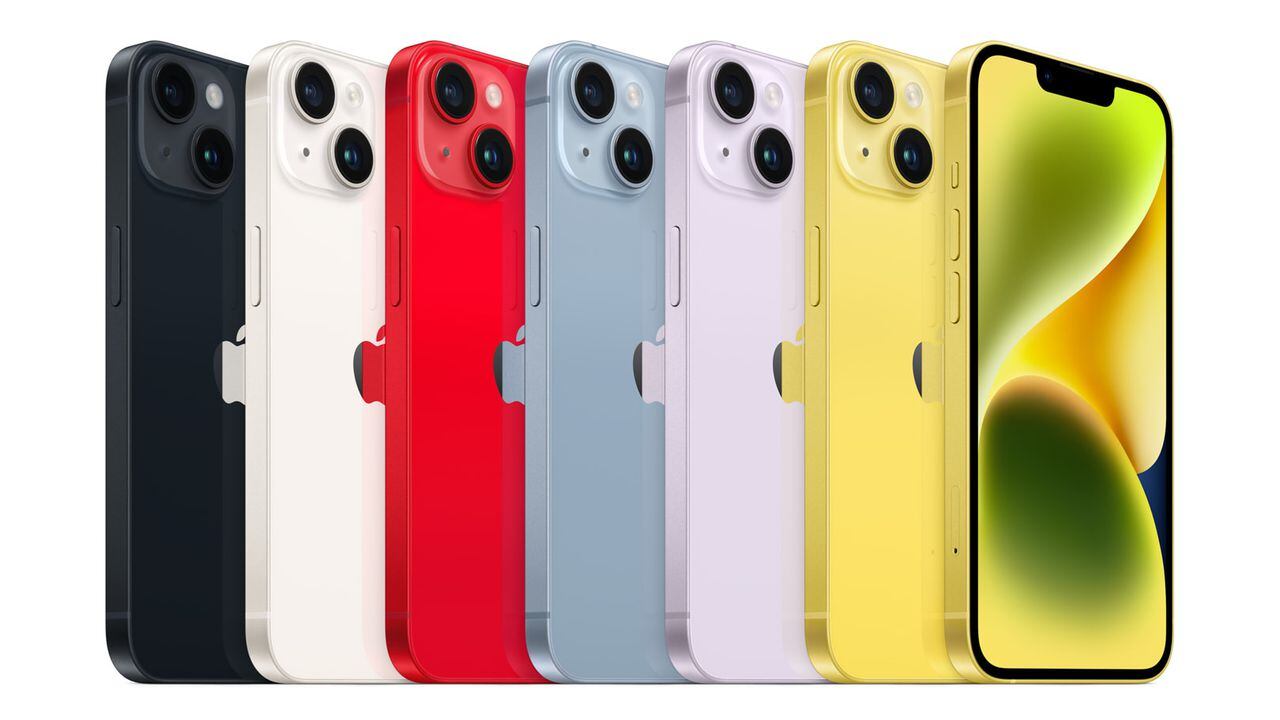 Apple lanzó un modelo iPhone 14 de color  amarillo.