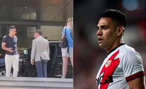 Falcao en el hotel de concentración del Manchester City.