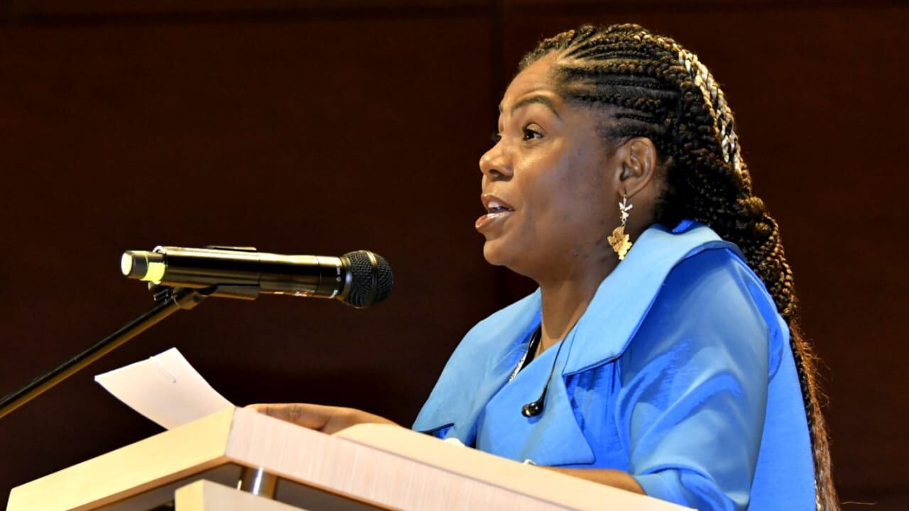 Francia Márquez vicepresidenta de Colombia durante la celebración del día internacional de la mujer afro en Cali.