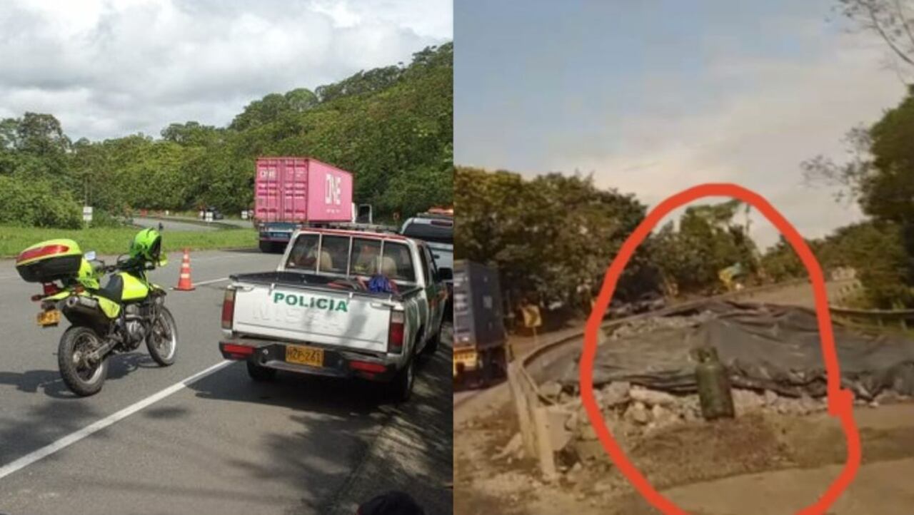 Cilindro abandonado en la vía Loboguerrero-Buenaventura, 27 de marzo del 2025