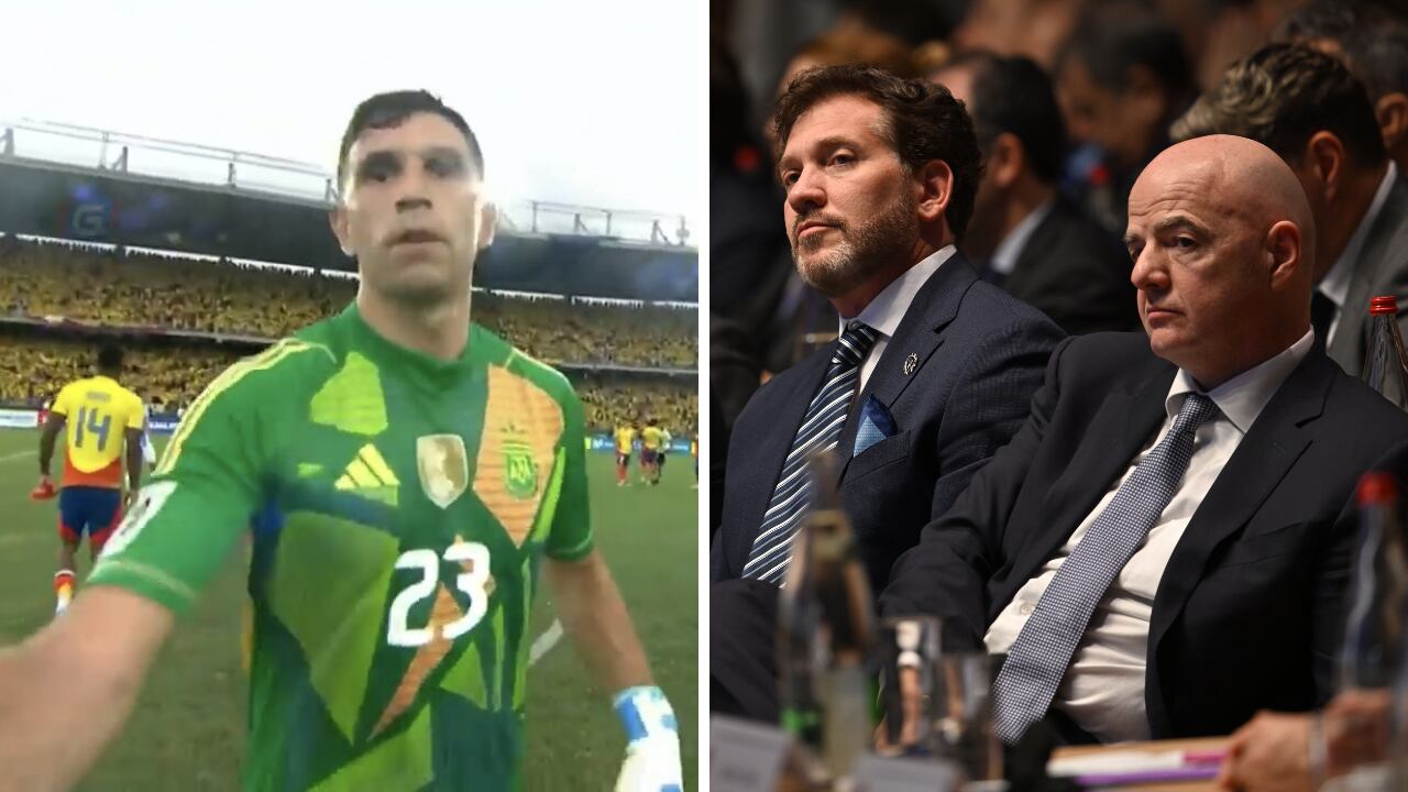 Dibu Martínez golpeó cámara en Colombia, exponiéndose a sanciones de Fifa y Conmebol.