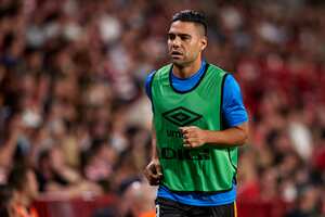 Radamel Falcao García en un calentamiento con su equipo: el Rayo Vallecano