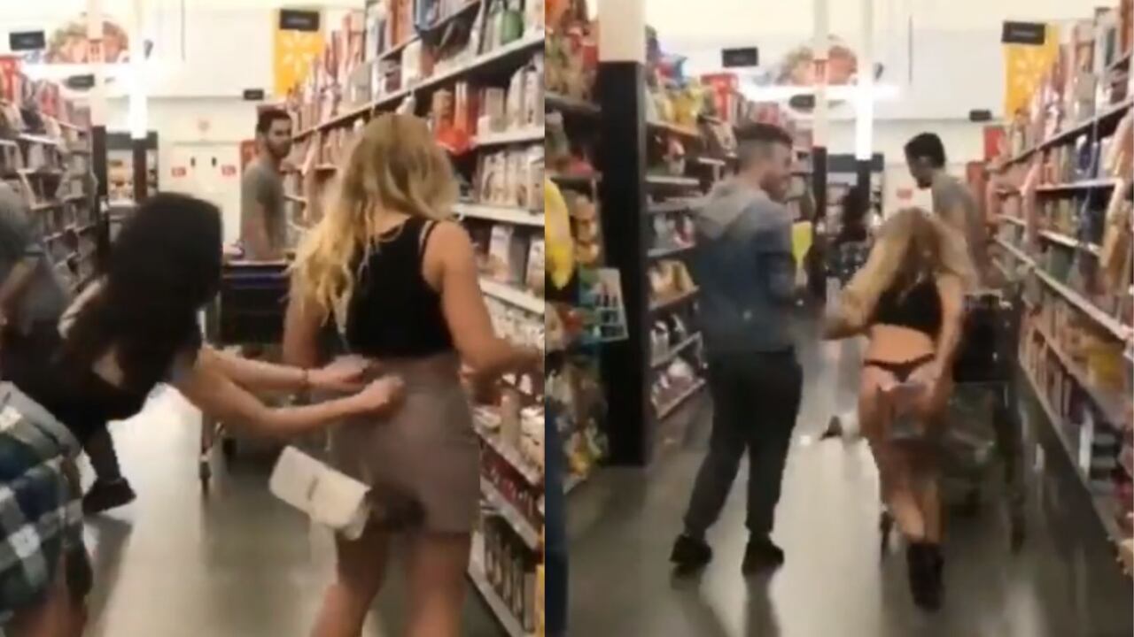 ¡Se le vio todo! Mujer le jugó broma a su amiga y terminó quitándole la falda en pleno supermecado