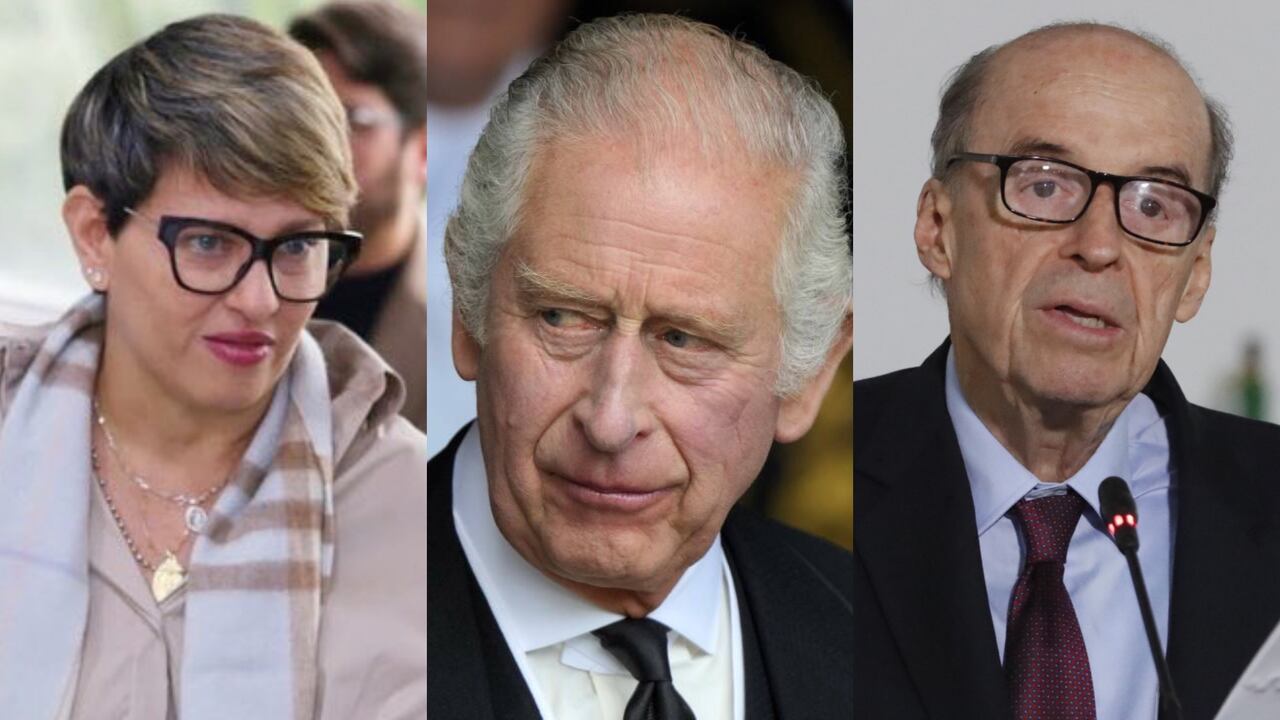 Verónica Alcocer, el rey Carlos de Inglaterra y Álvaro Leyva.