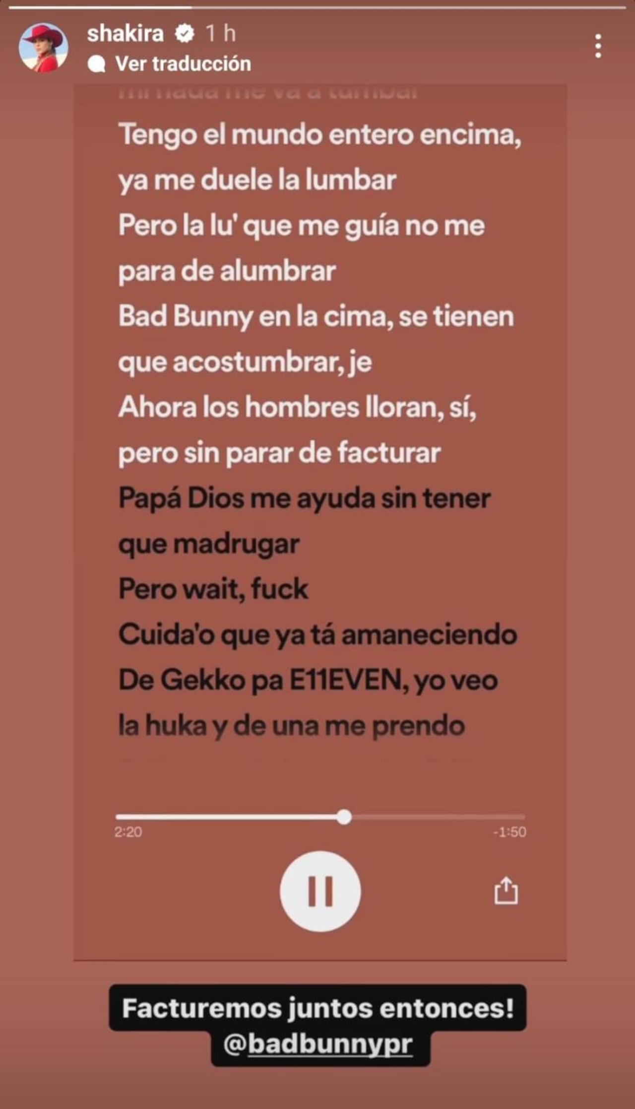 Shakira le responde a Bad Bunny.