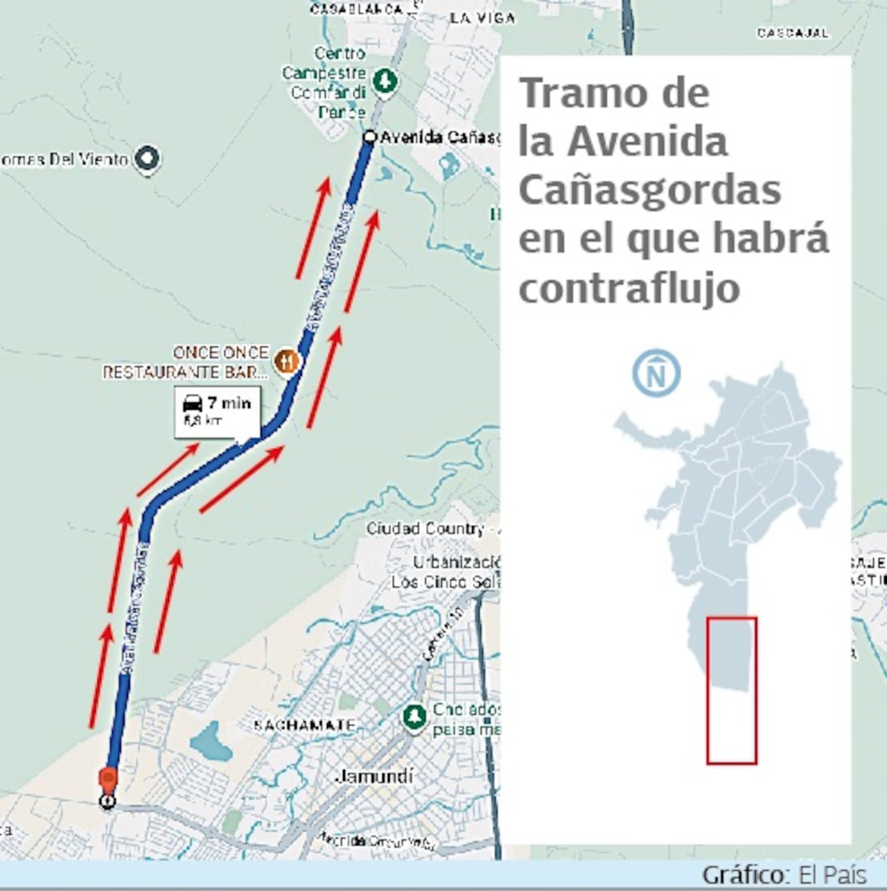 Este sería el tramo que tendría contraflujo en la Cañasgordas.