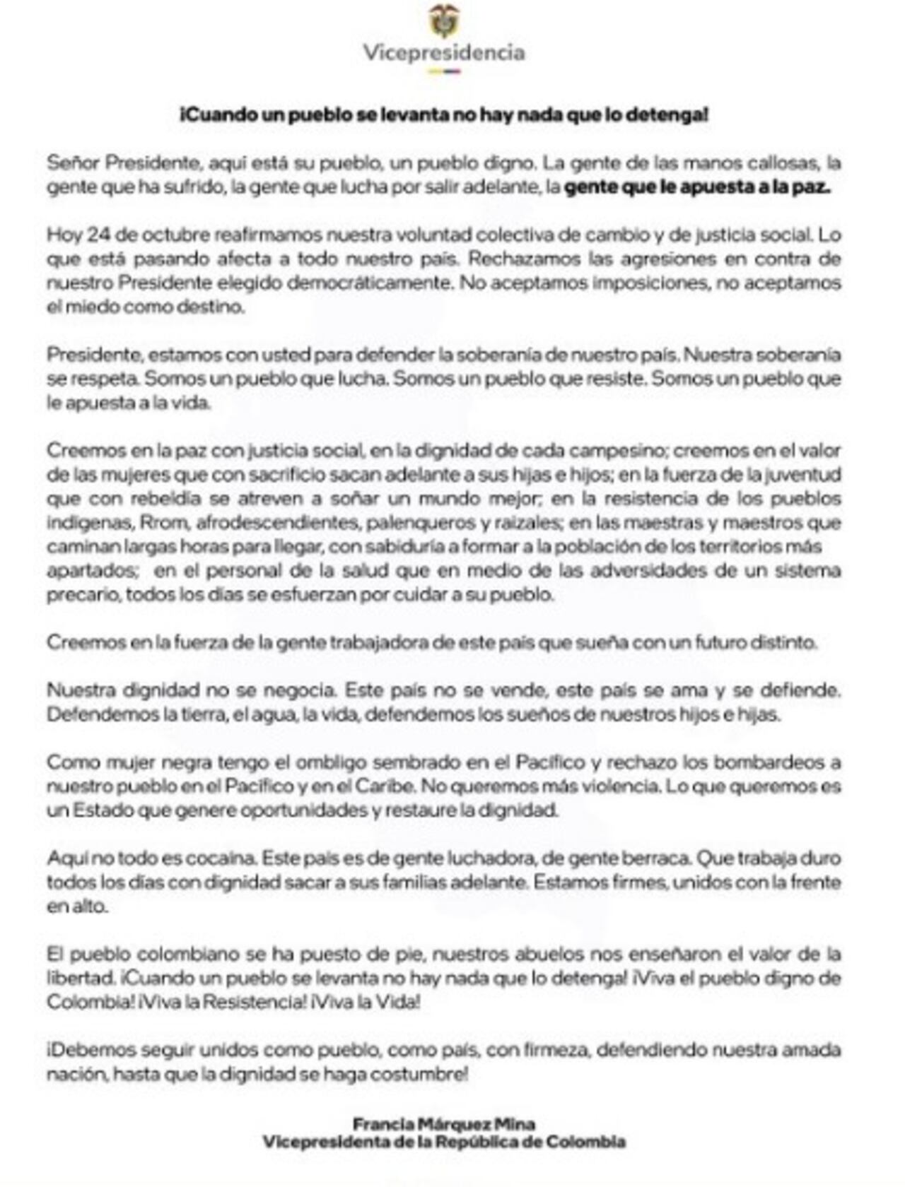 Márquez reivindicó la “resistencia” de distintos sectores sociales.