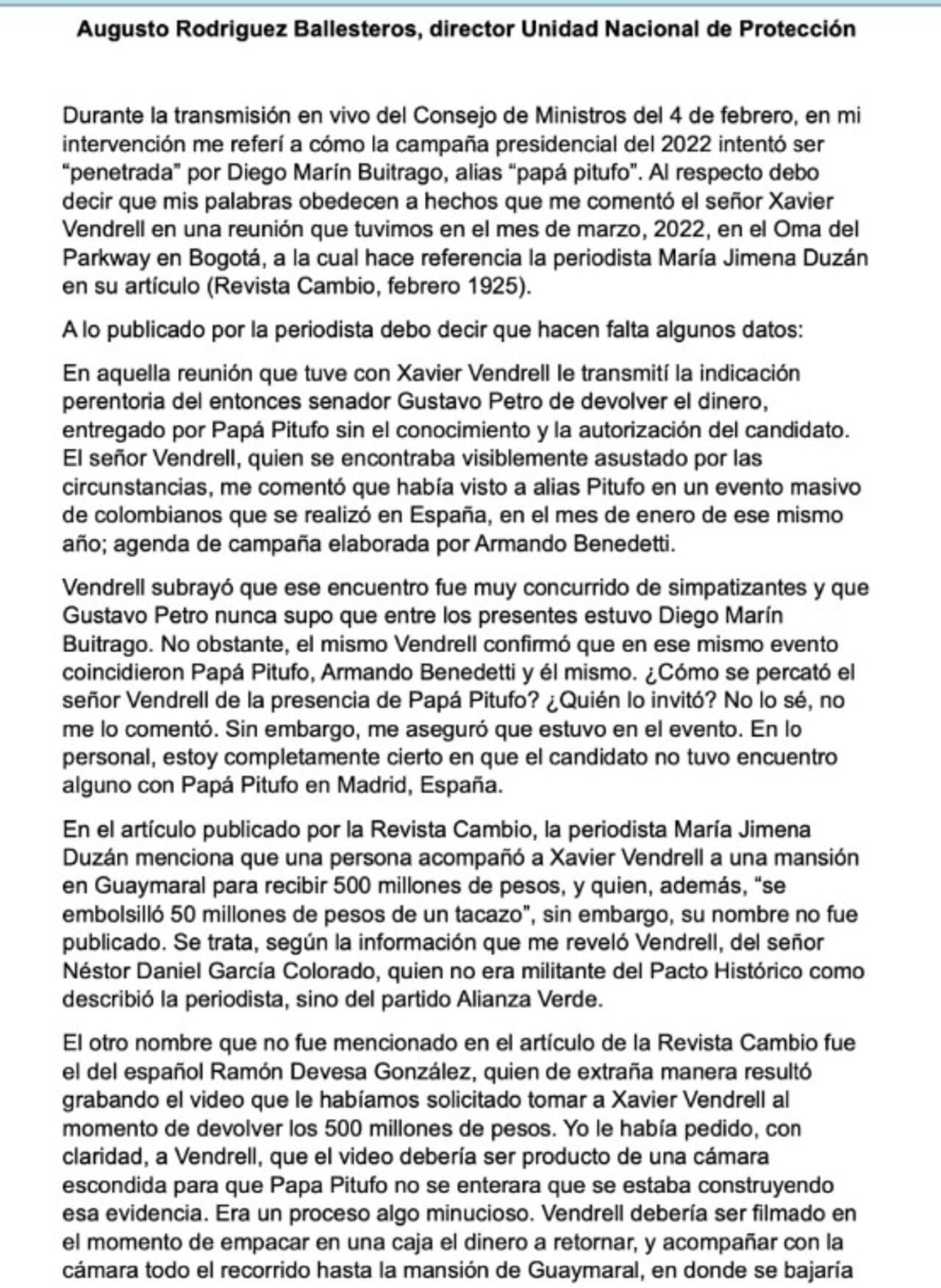 Augusto Rodríguez revela detalles sobre la participación de alias 'Papá Pitufo' en la campaña de Gustavo Petro