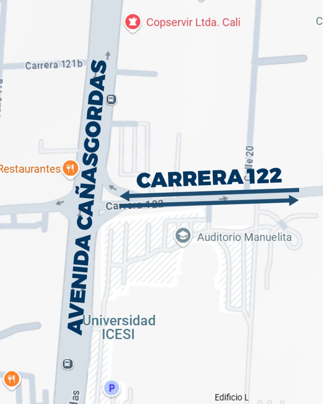 El cambio se realizará en la Carrera 122, entre las Calles 18 y 25