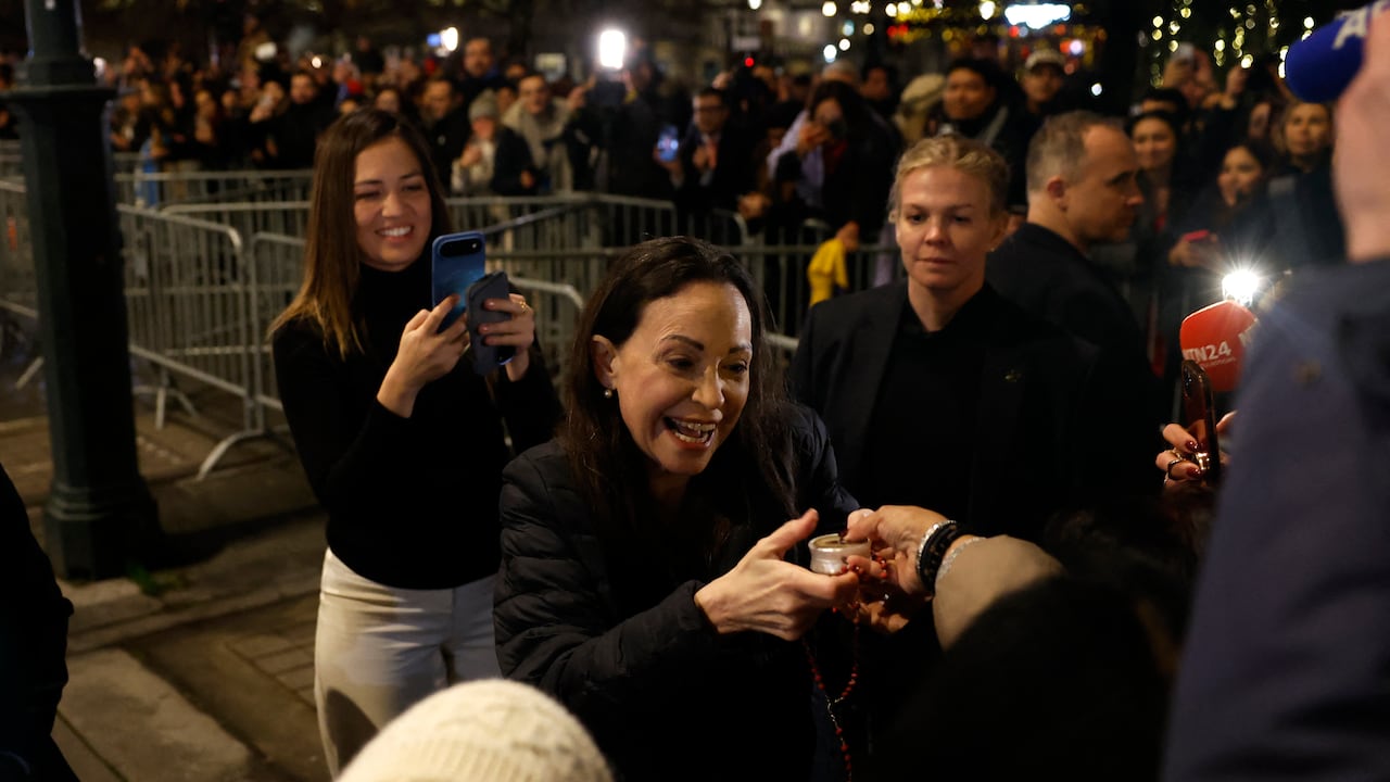 María Corina Machado en su llegada a Oslo.