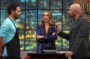 Claudia Bahamón se mostró muy seria cuando Alejandro Estrada confesó que había cometido una falta en el reto.