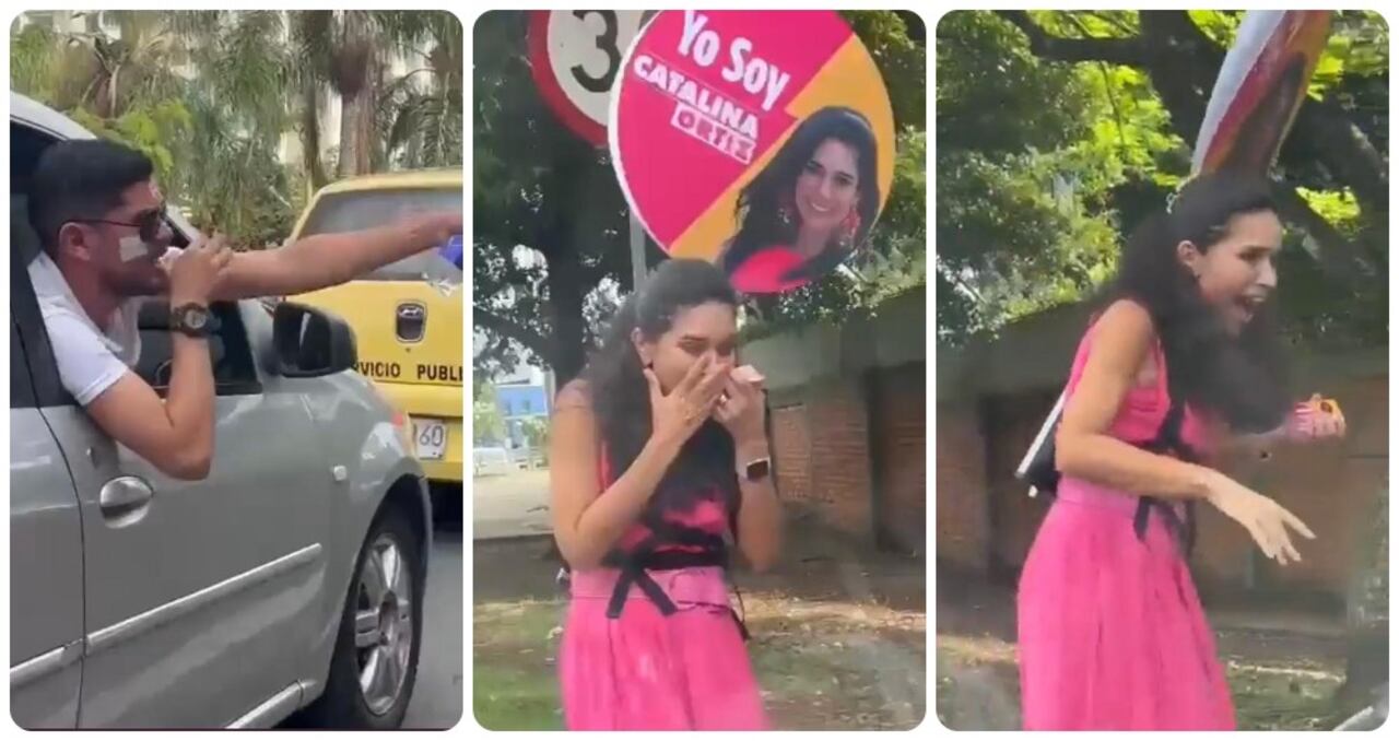 Catalina Ortiz, candidata a la Alcaldía de Cali, víctima de un hombre que le lanzó agua en su rostro.