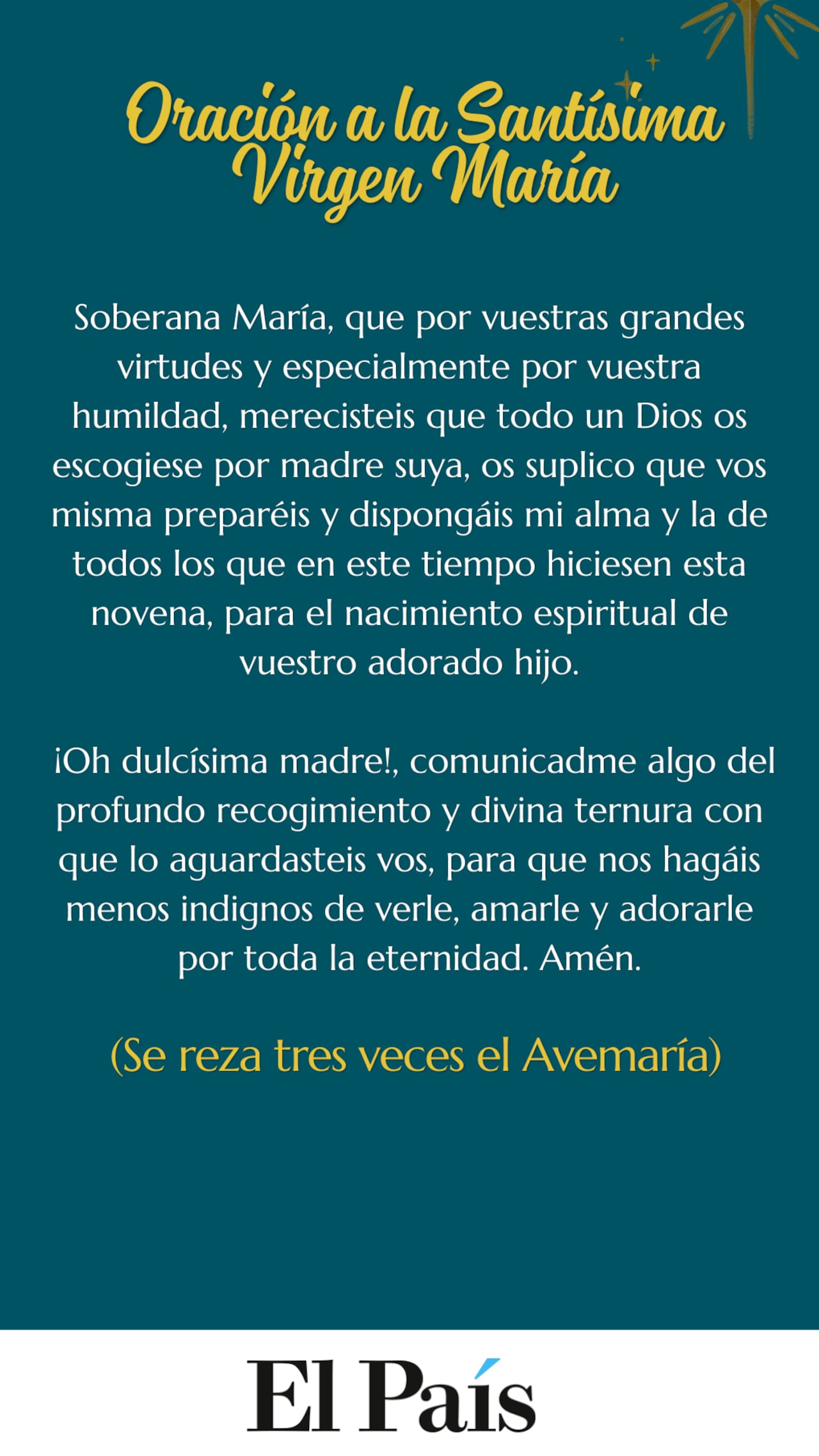 La oración a la Santísima Virgen María