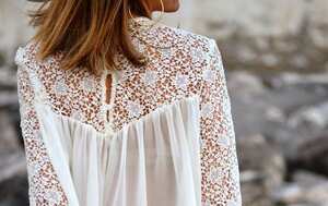 Los encajes en camisas blancas le dan un toque romántico a tu look. Foto: Pinterest