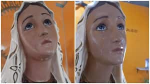 Feligreses aseguran que réplica de la Virgen María ha llorado 14 veces este año.