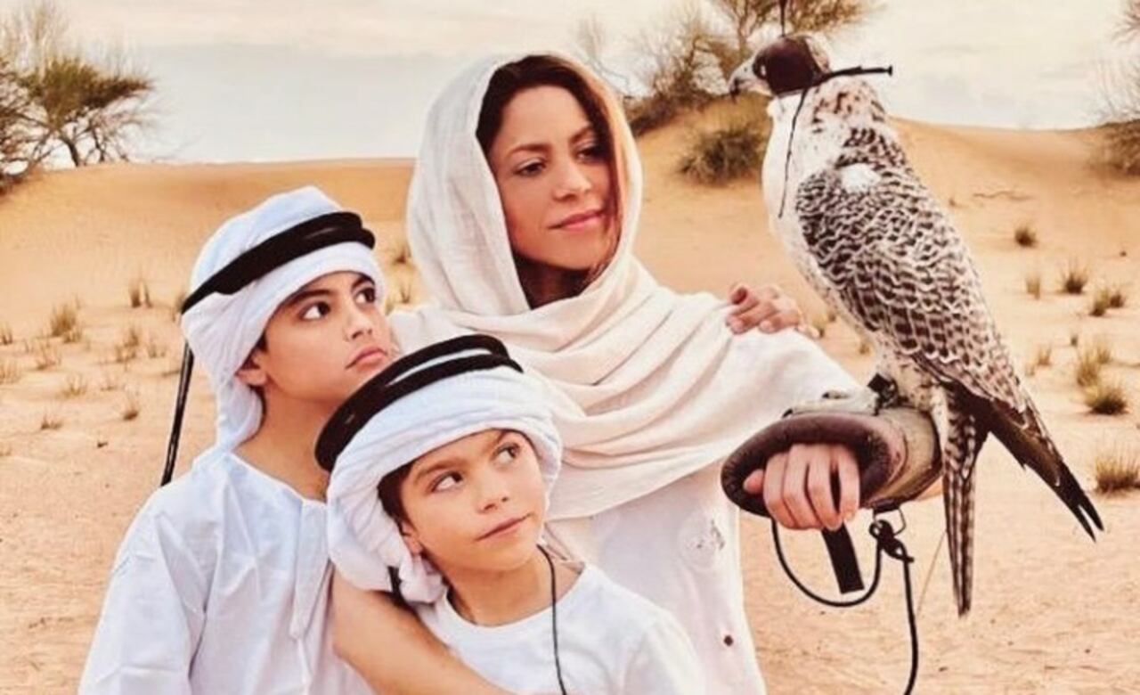 Shakira de vacaciones en Dubai en compañía de sus hijos, Sasha y Milán.