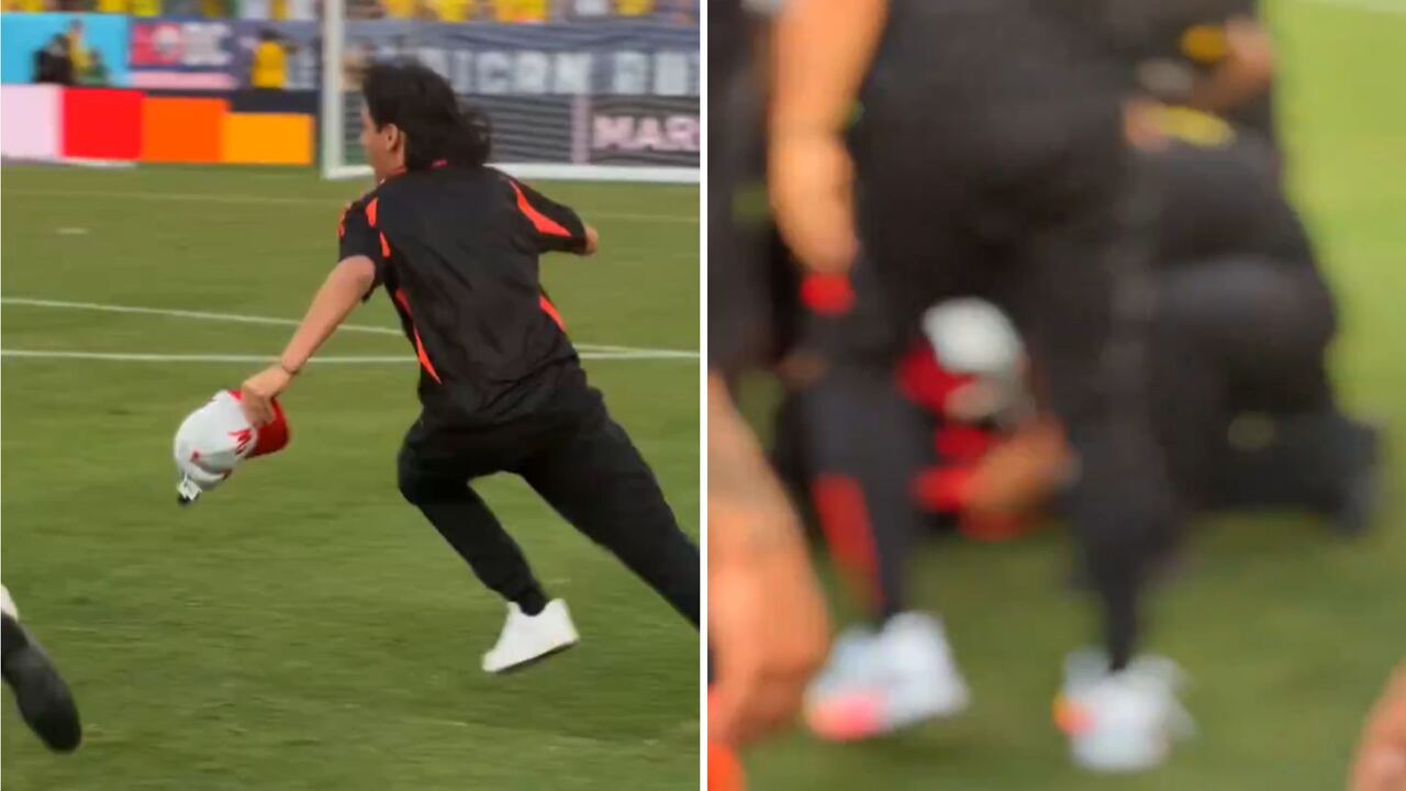 En video fue captado uno de los hinchas colombianos que ingresaron al terreno de juego y que fueron retenidos por los cuerpos de seguridad.