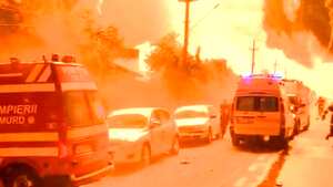 Momento de la explosión en estación de gas de Bucarest, Rumanía