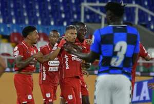 Imagen del partido entre América de Cali y Boyacá Chicó por la fecha 6 del Grupo B de los cuadrangulares finales del primer semestre de la Liga colombiana 2023.
