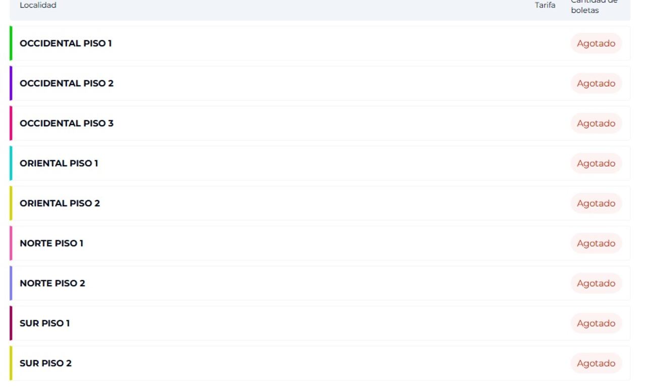 Boletería agostada para América.