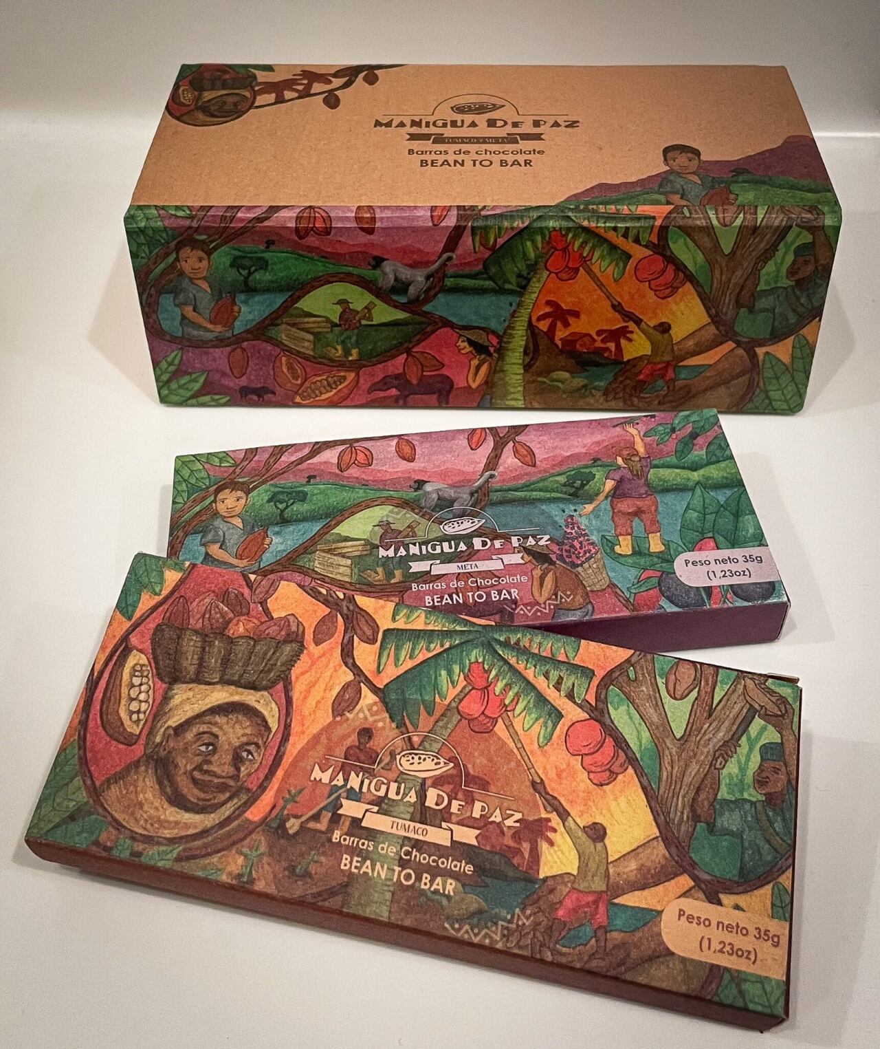 Manigua de Paz, una iniciativa de chocolate gourmet que explora sabores tradicionales y que es liderado por Asdrúbal y 40 firmantes de paz.