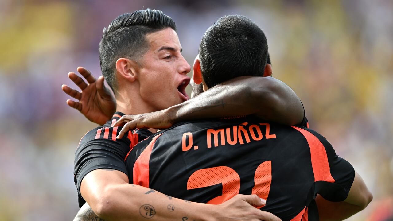 Colombia celebra el primer gol ante Estados Unidos, obra de Jhon Arias.