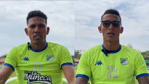 Alex Mejía y Francisco Meza, jugadores al servicio del Deportivo Cali.
