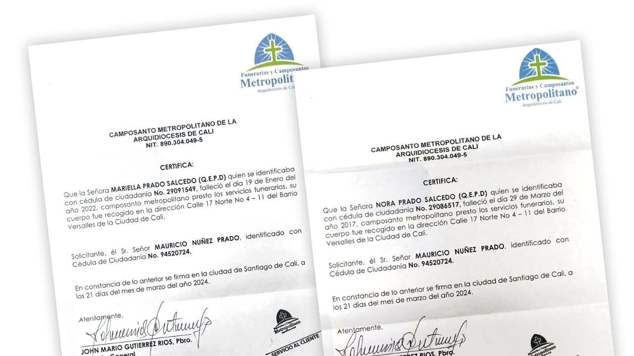 Documentos de la funeraria revelan que el levantamiento de los cuerpos de las mujeres, en el 2017 y 2022, se hizo en la casa del barrio Versalles.