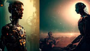 Ilustración sobre cómo una IA y las máquinas podrían dominar a la humanidad.