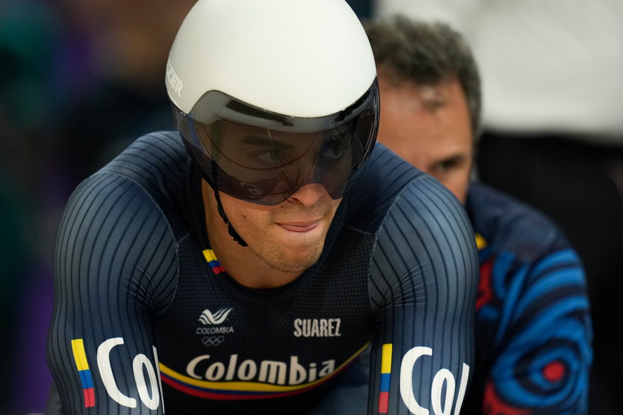 Cristian Ortega, ciclista colombiano en la prueba de velocidad del ciclismo de pista en los Juegos Olímpicos de París 2024.