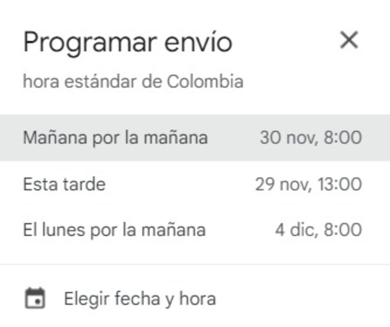 Gmail permite elegir fecha y hora para enviar un mensaje