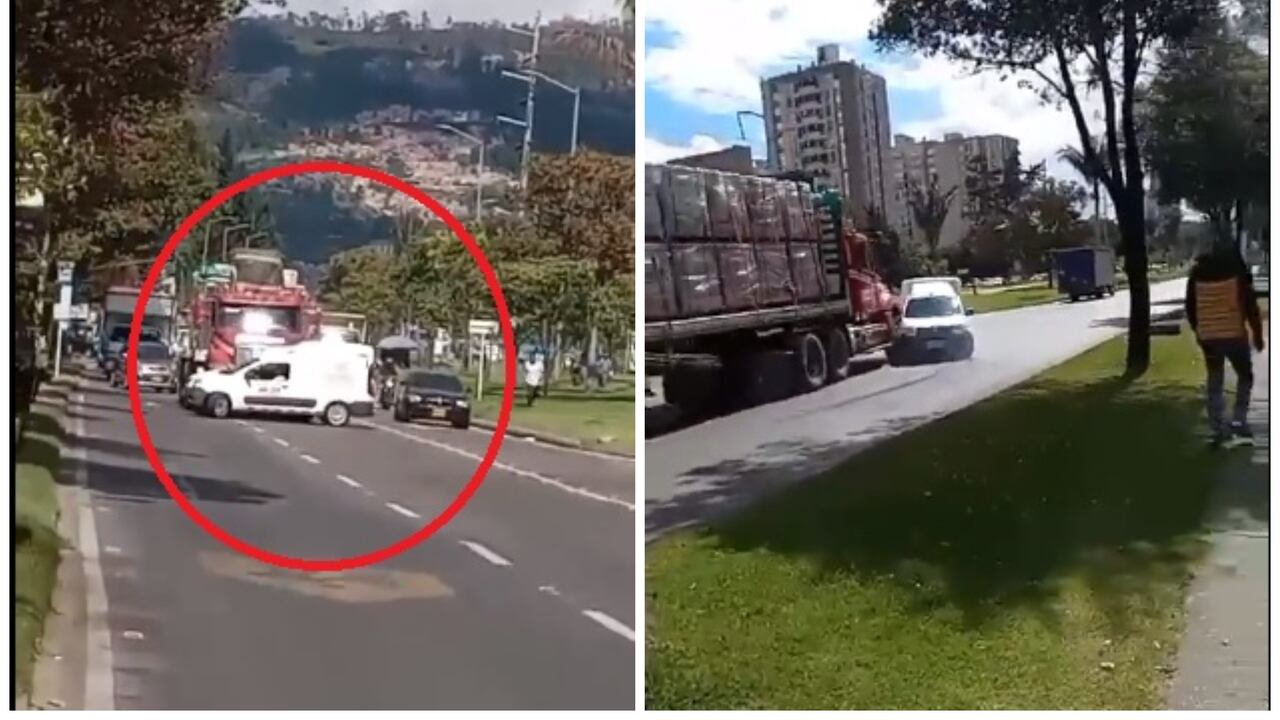 Tractomula se llevó por delante un auto tipo van en Bogotá este 28 de agosto.