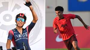 Egan Bernal, ciclista del Team Ineos, y Luis Díaz, jugador del Liverpool de Inglaterra.