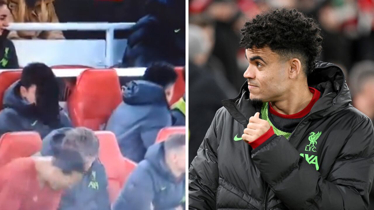 Luis Díaz estuvo en el banco de Liverpool durante la vuelta de cuartos de final en la Europa League.