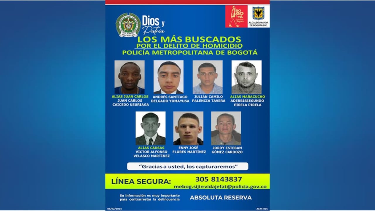 Volante de los más buscados por homicidios.