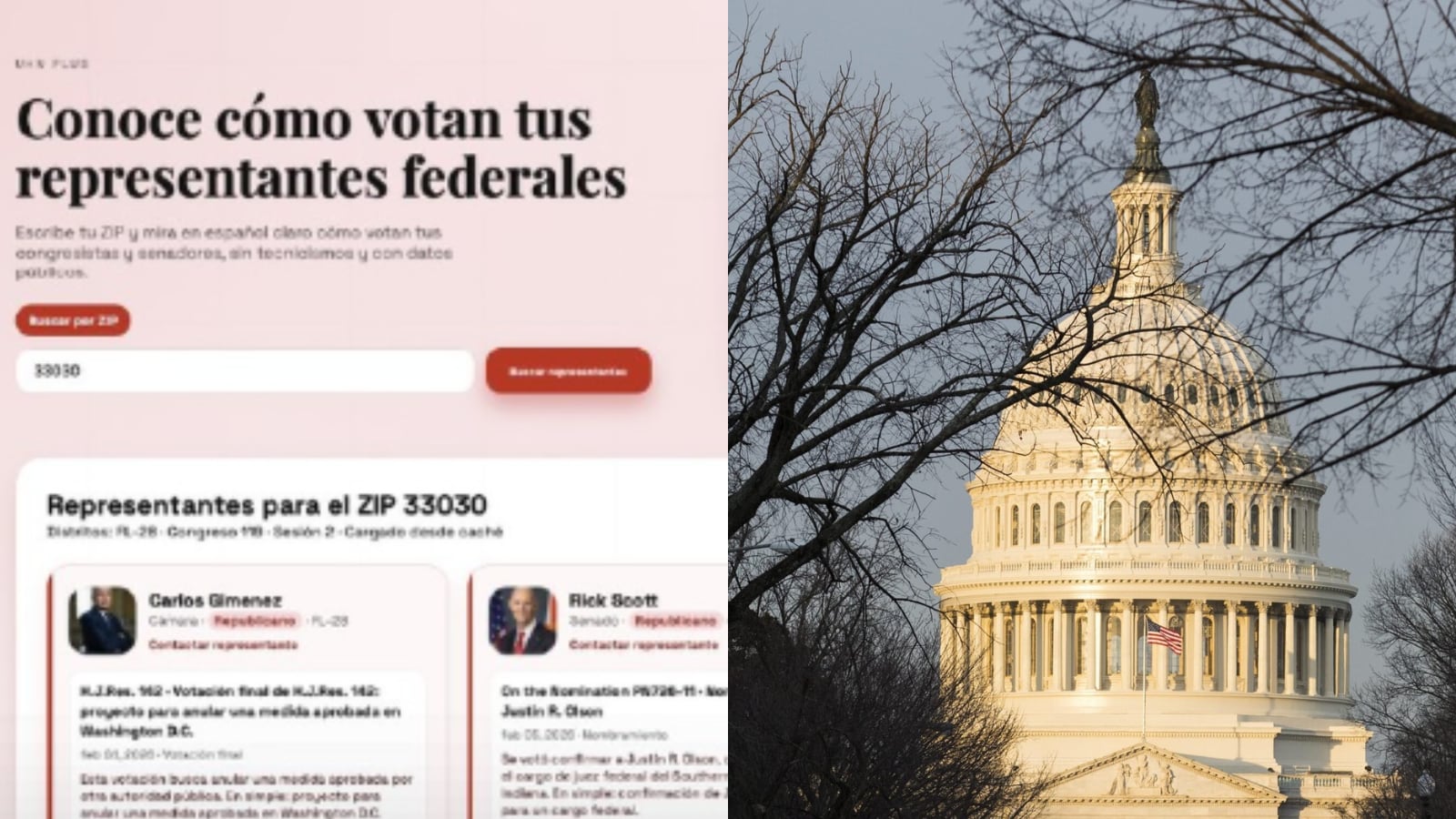 La nueva herramienta de UHN Plus permite a los hispanos en EE. UU. conocer a sus representantes y cómo votan según su código postal.